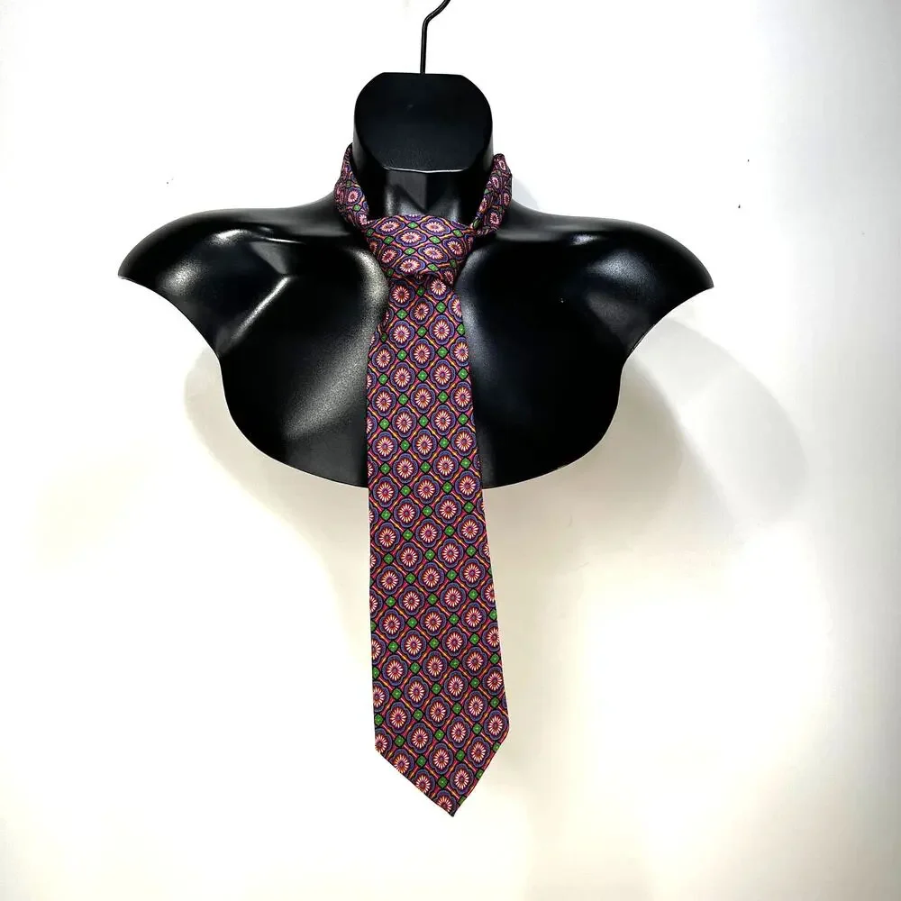 J. Crew Silk Foulard Print Tie Pink Vintage Pink Purple